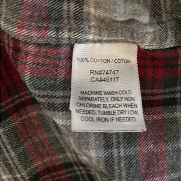 Plaid Flannel Shirt - Red and Gray Size Large Grunge Cold Weather SKU 23 - Picture 2 of 6